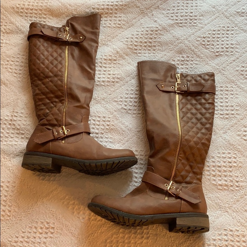 Brown knee high boots